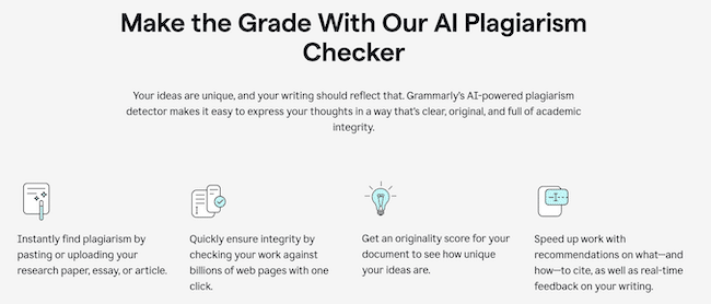 Grammarly AI Plagiarism Checker Features